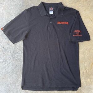 VTG Harley Davidson Polo Shirt Men's M Black Orange Michigan Made in USA